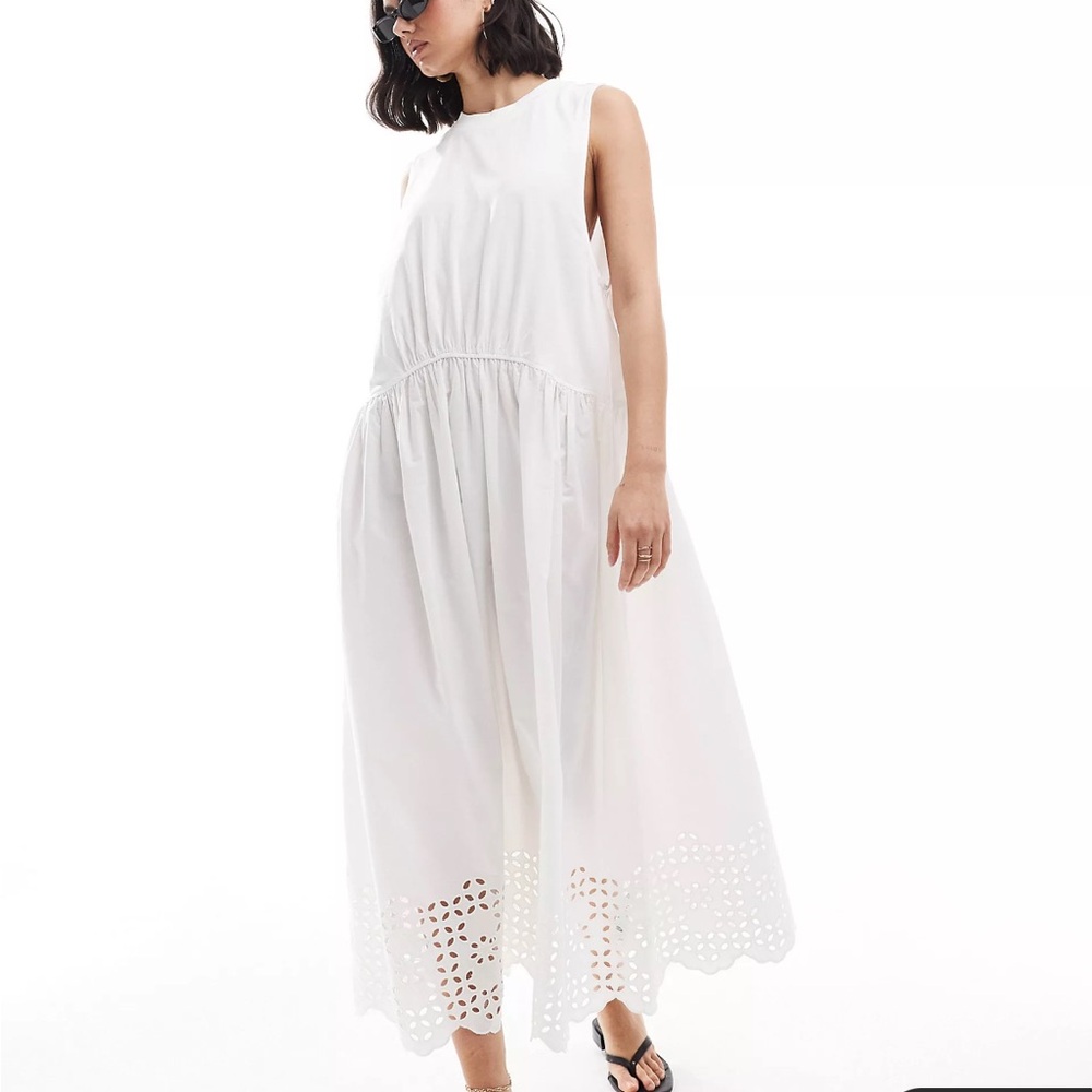 NWT white embroidered ASOS dress size 8